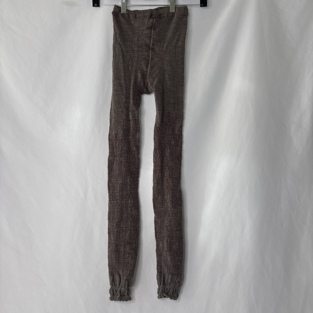 SmartWool Footless Tights Base Layer Bottoms Size M Gorpcore Merino Wool Taupe
